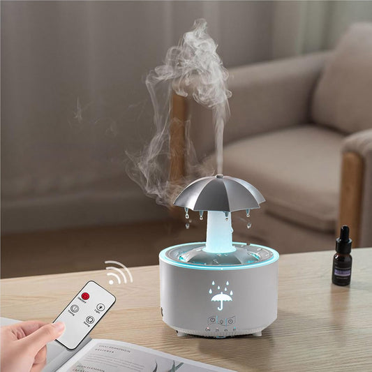 Rotating Umbrella Diffuser With Water Droplets