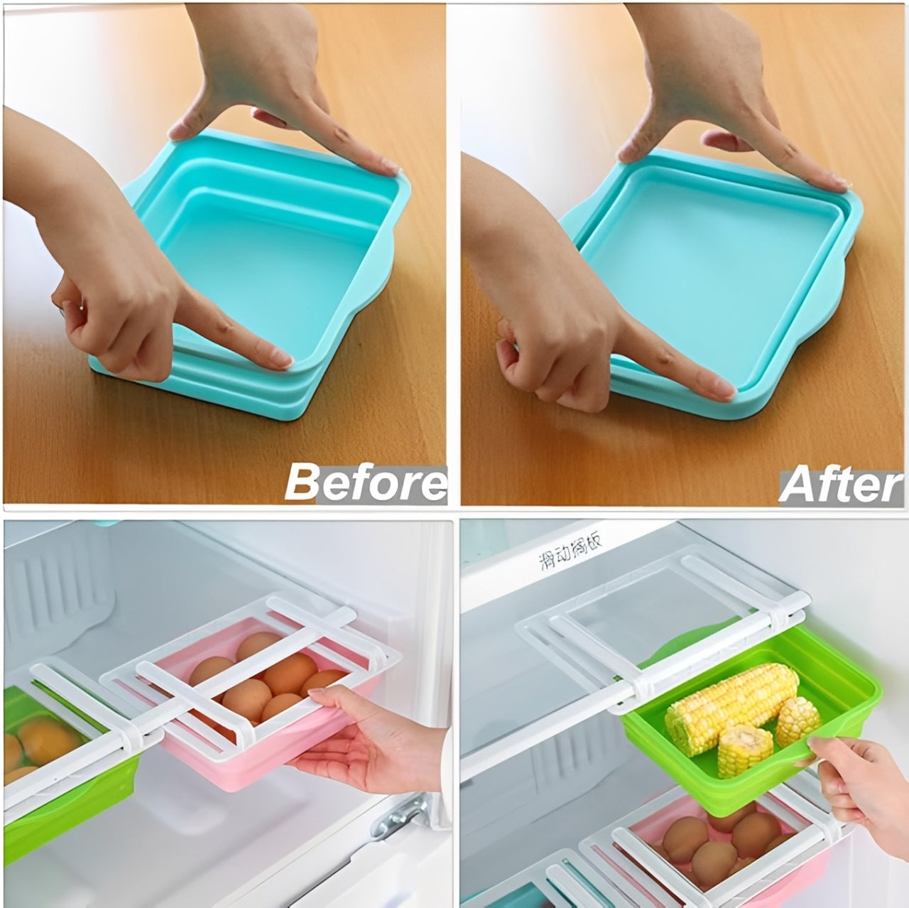 Fridge Storage Basket Expandable Storage Plastic Rack