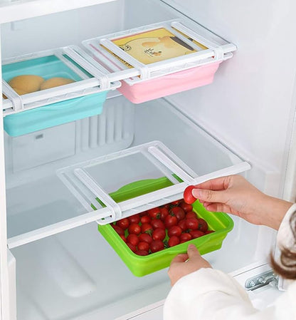 Fridge Storage Basket Expandable Storage Plastic Rack